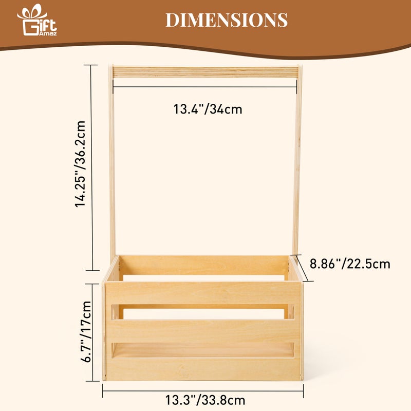 GiftAmaz Wooden Baby Shower Crate Closet, Baby Storage Crate Hamper with Handle, Basket for Baby Shower Gifts, Welcome Gift Basket for Newborn Boys Girls, Pregnancy Gifts for New Parents - Image 3